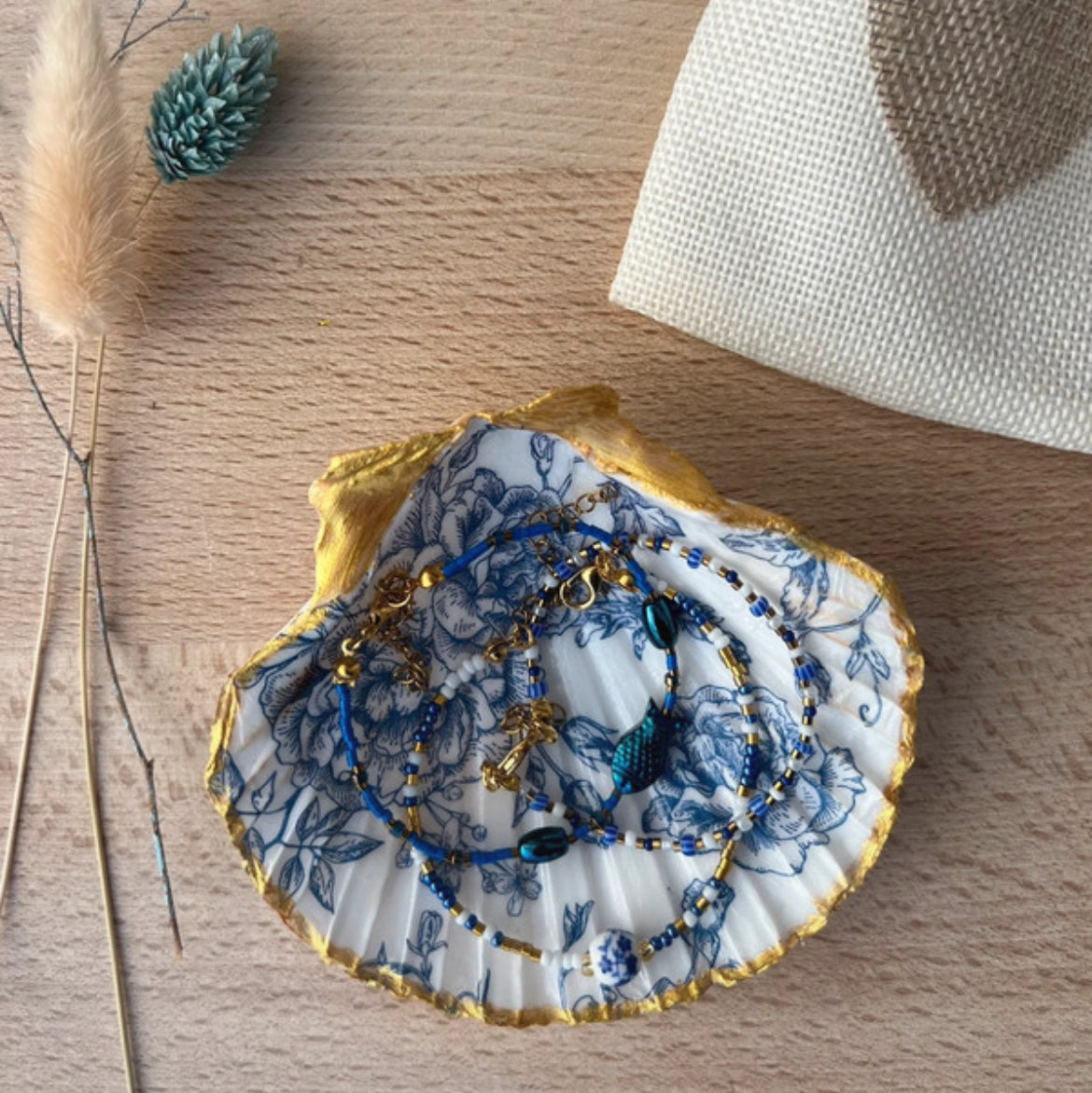 Porte bijoux Saint Jacques Flora Bleu